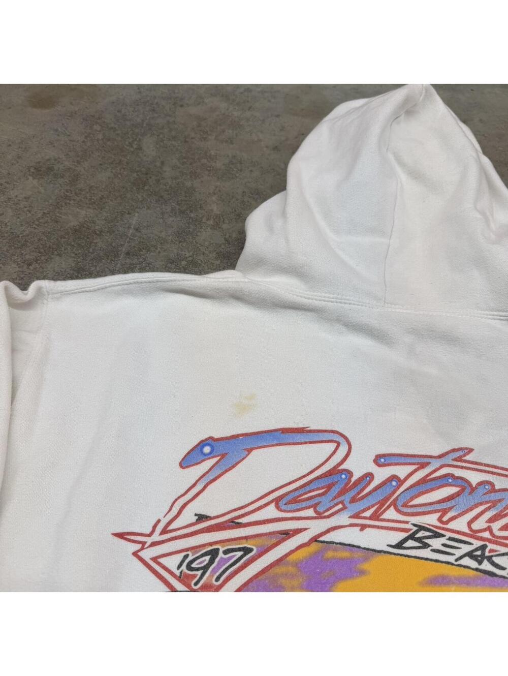 vintage daytona beach florida biker white hoodie size xl - Picture 4 of 8